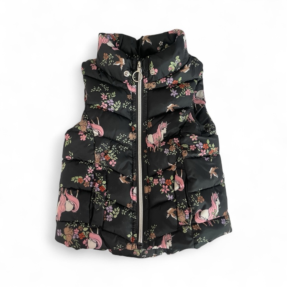H&M Girls Unicorn & Floral Puffer Vest